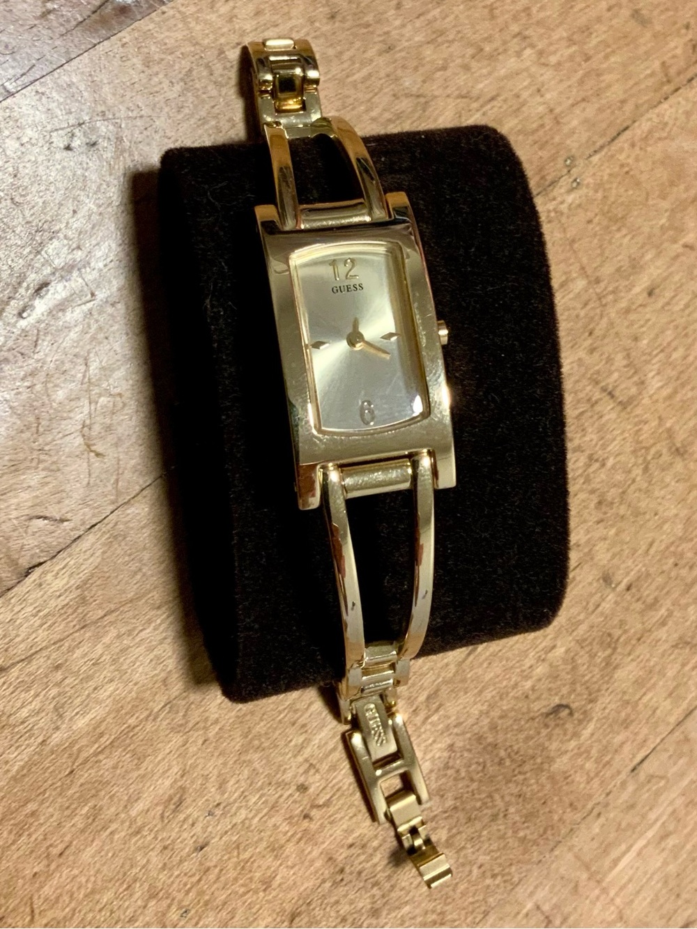 GUESS Gold Tone Women's Bracelet Watch with Rectangular Dial